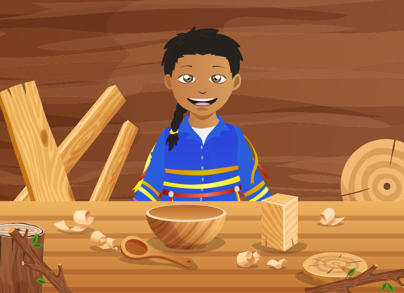 A boy working with wood