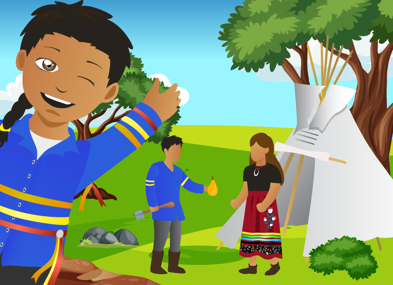 A boy saluting and his family behind him